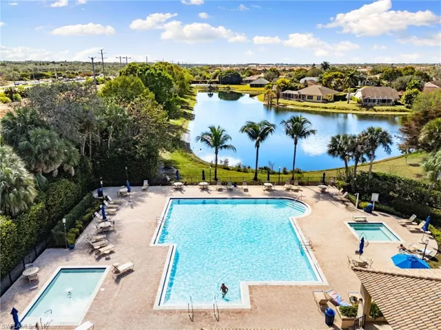 Community pool featuring a patio area