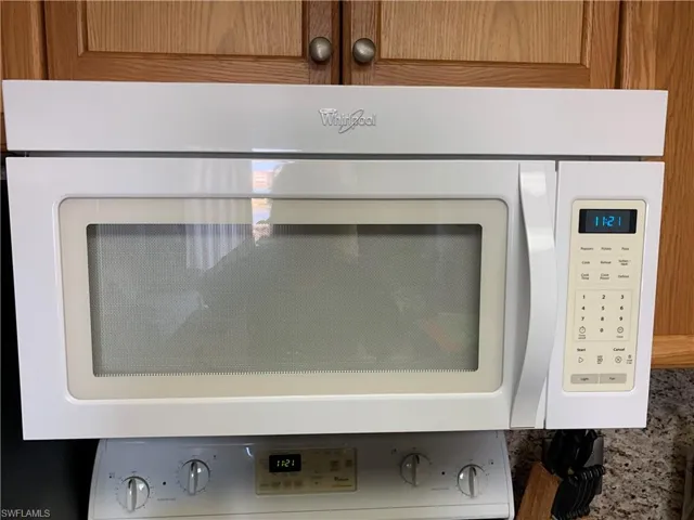 Kitchen view of white microwave