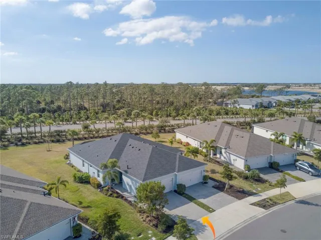 Aerial perspective of suburban area