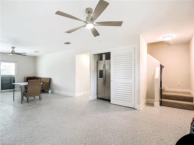 Downstairs living room leading to outside