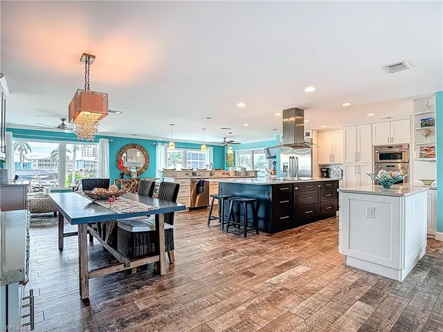 Dining and open kitchen area