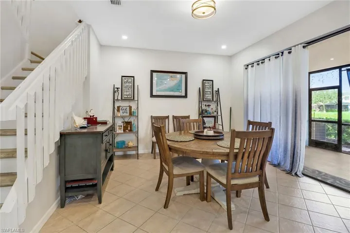 View of tiled dining room