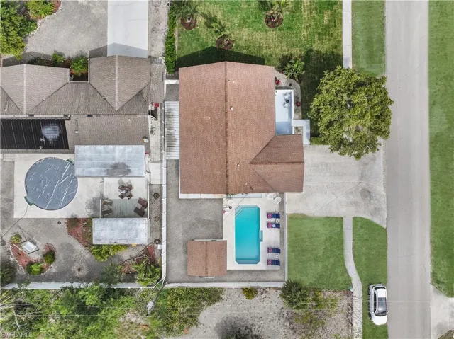 Aerial view of a pool area