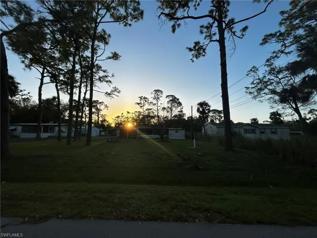 View of yard at dusk