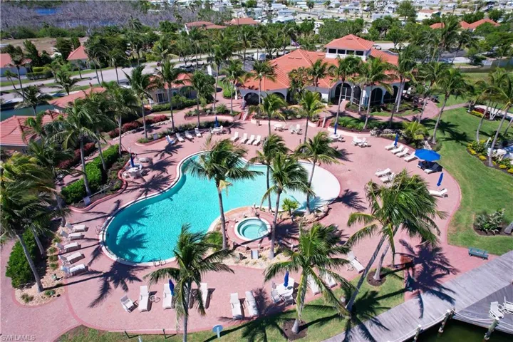 Drone / aerial view of a pool