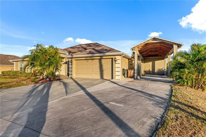 View of front of home with a garage