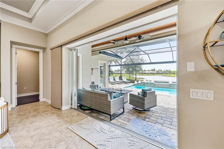 Lanai Seating/Fire Feature,Loungers, Pool and Spa
