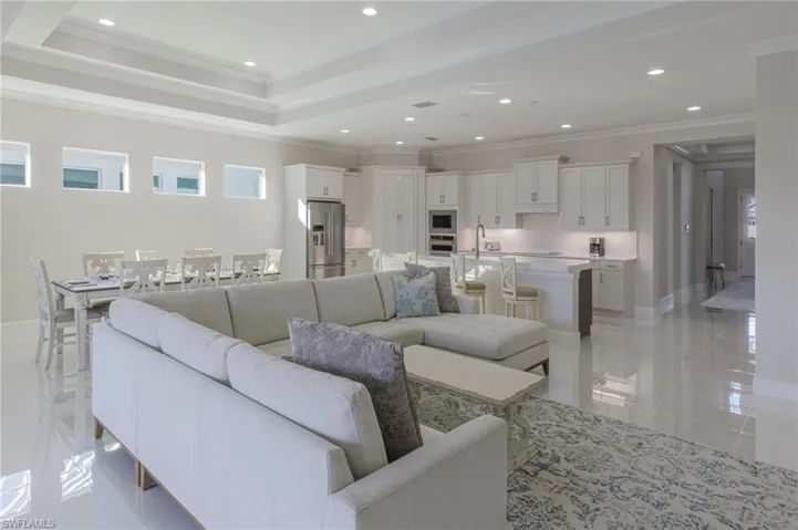 Living room with ornamental molding