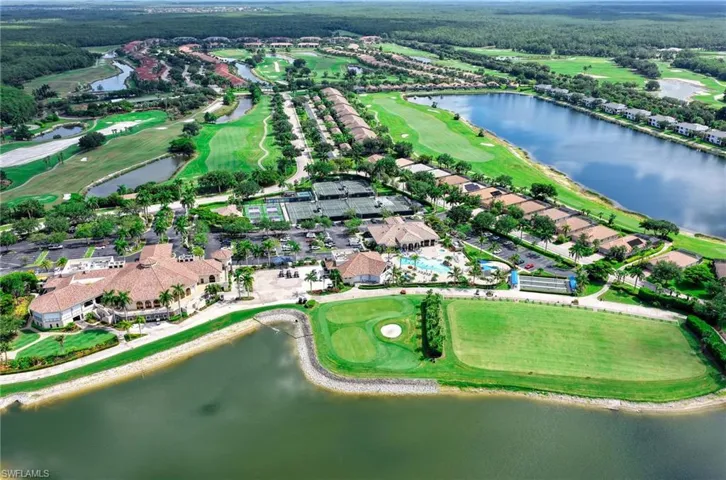 Overview of stunning resort-style amenities including a clubhouse, golf practice facilities.