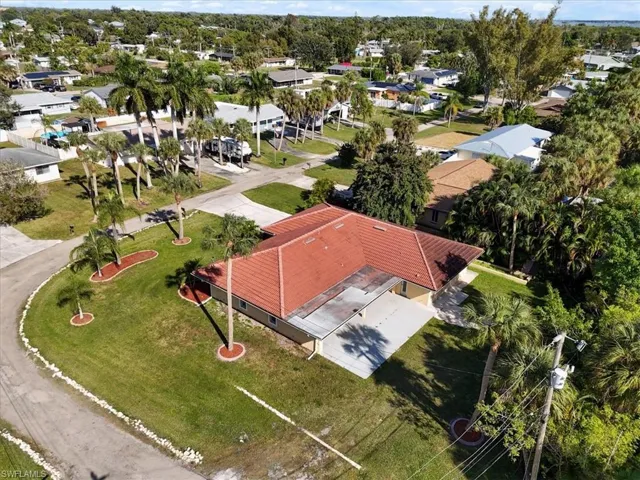 Aerial perspective of suburban area