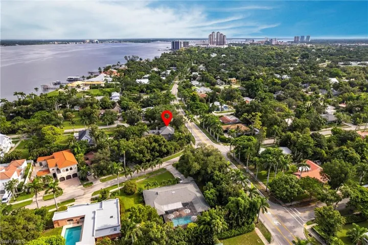View of urban area featuring a nearby body of water and nearby suburban area