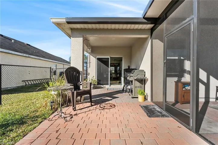 View of patio with area for grilling