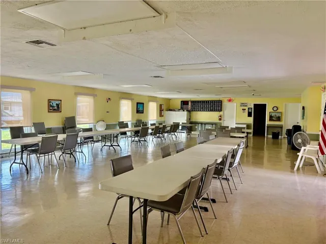 Dining area with light flooring