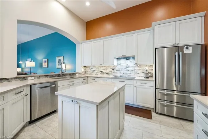 Views of coastal accent wall in living/dining room