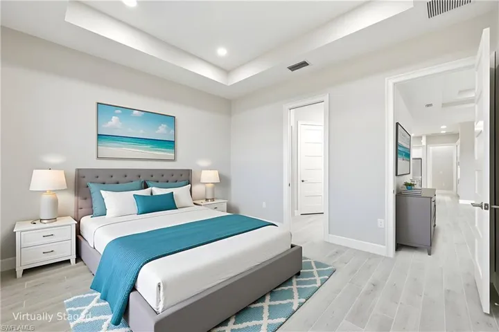 Virtually Staged Master Bedroom with access to ensuite Master Bathroom
