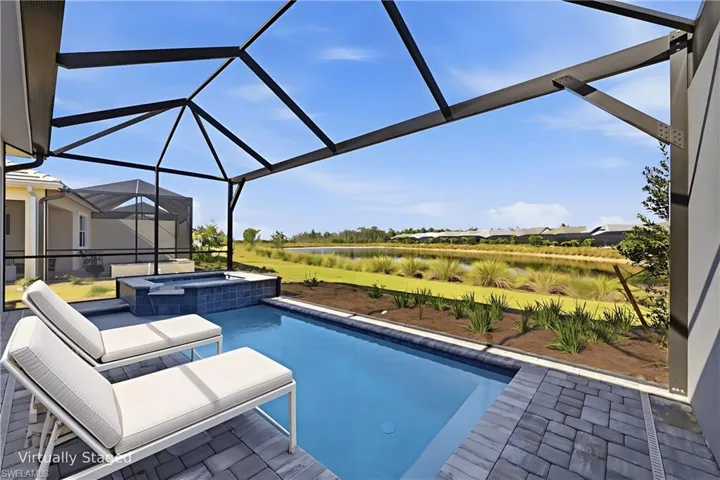 Virrtually staged screeened-in Pool/Spa Deck