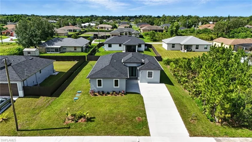Aerial perspective of suburban area
