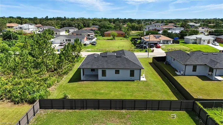 Aerial perspective of suburban area