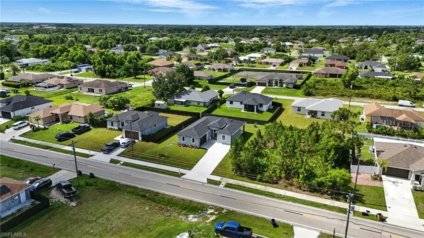 Aerial perspective of suburban area