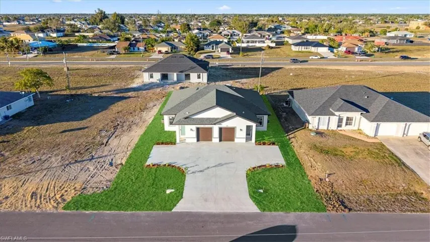 Aerial perspective of suburban area