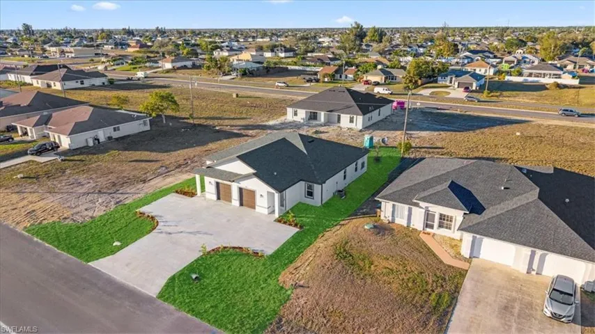 Aerial perspective of suburban area