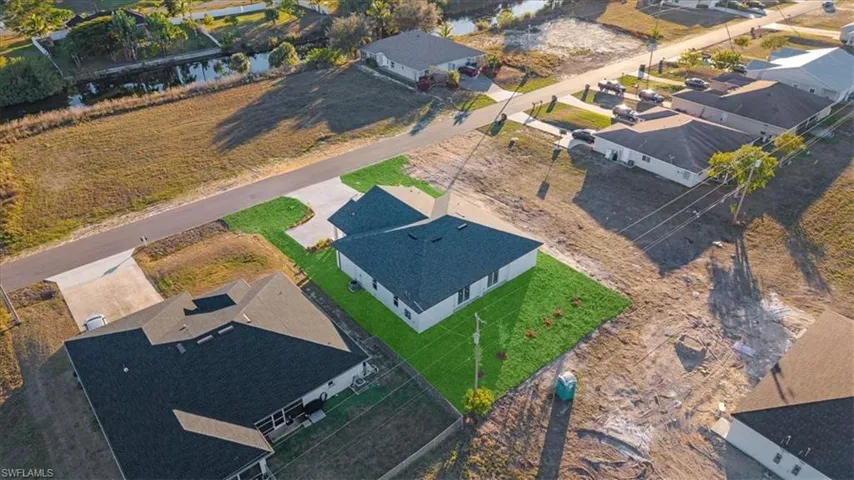 Aerial perspective of suburban area