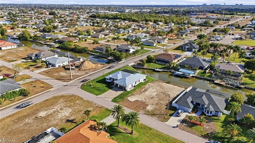 Aerial overview of property's location and canal