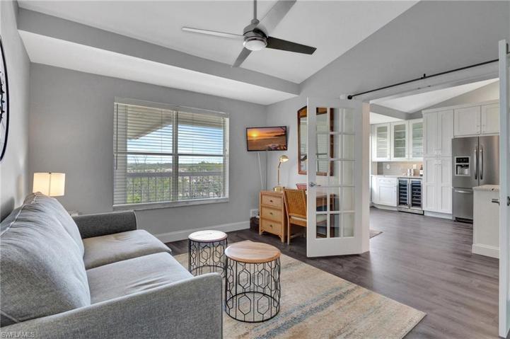 3rd bedroom / den - French doors with privacy curtains