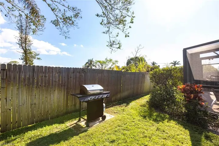View of fenced backyard