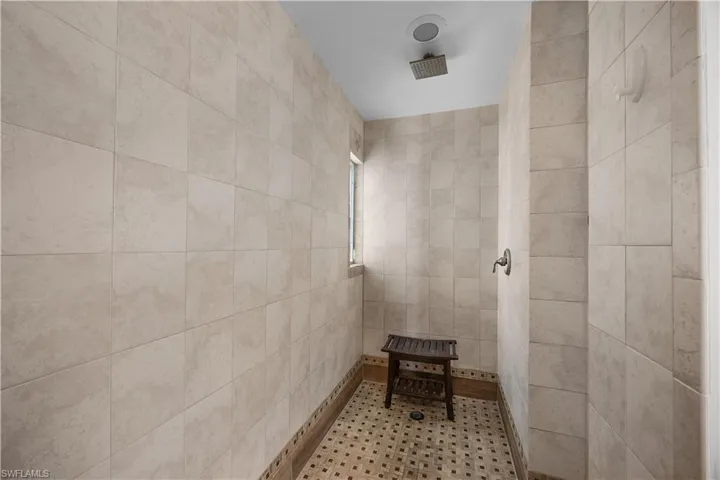 Walk-in tiled shower