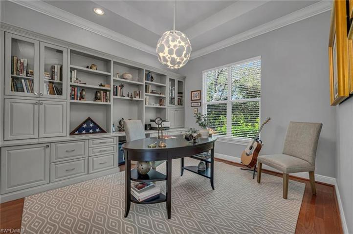 The office is spacious with abundant storage space.