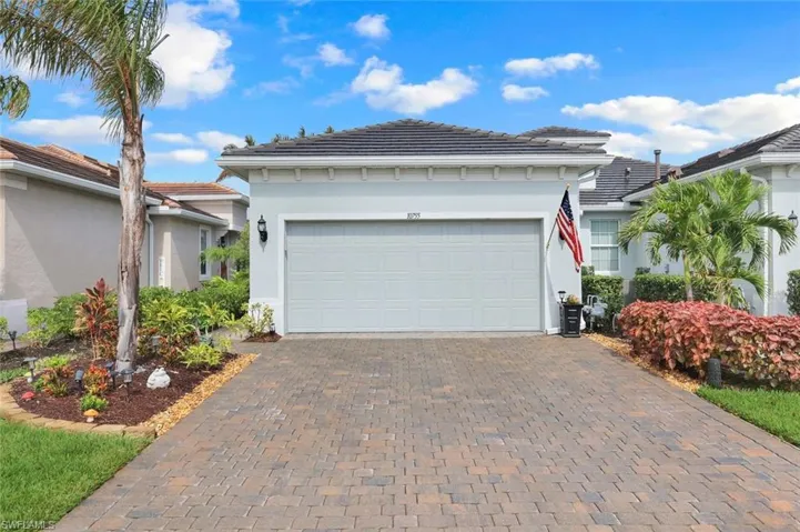 View of front of home featuring a garage