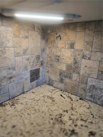 Detailed view natural stone backsplash