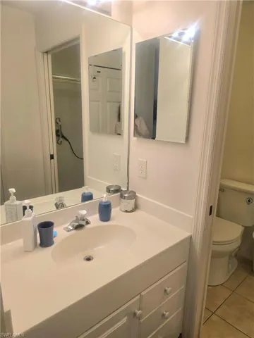 Vanity lighting and extra storage in Primary Bathroom