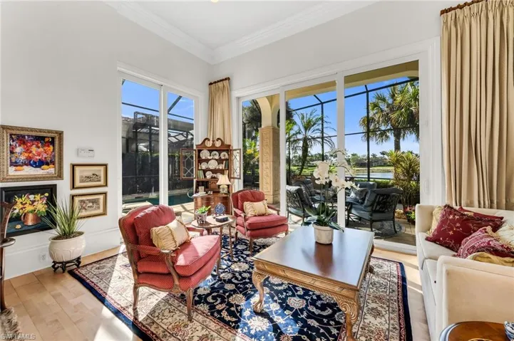 Virtually-remodeled and staged living room.