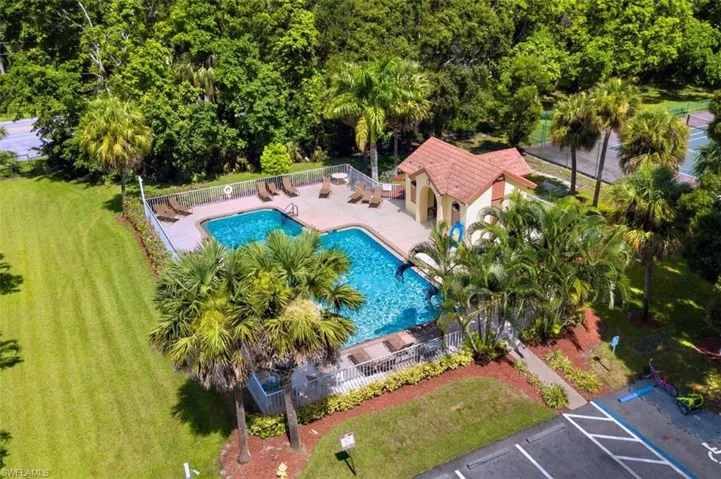 Aerial view of a pool