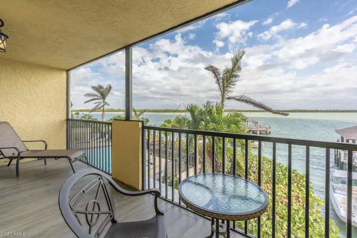 Balcony with a water view