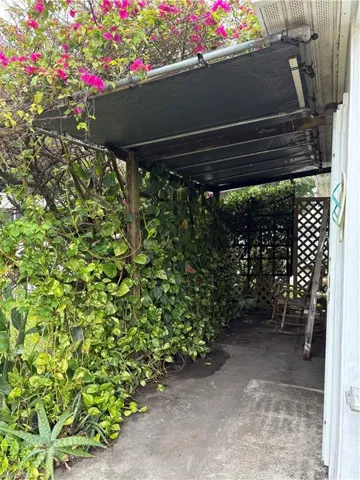 View of patio with covering on.