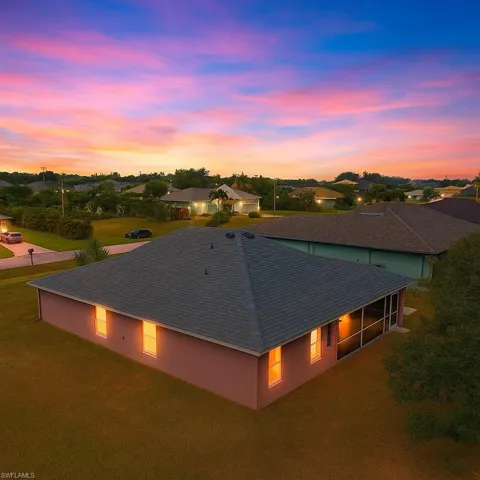 Aerial view at dusk