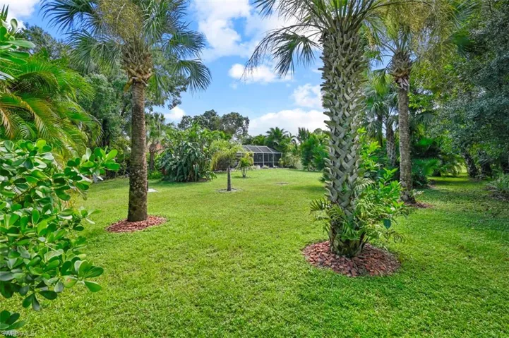 View of yard featuring glass enclosure