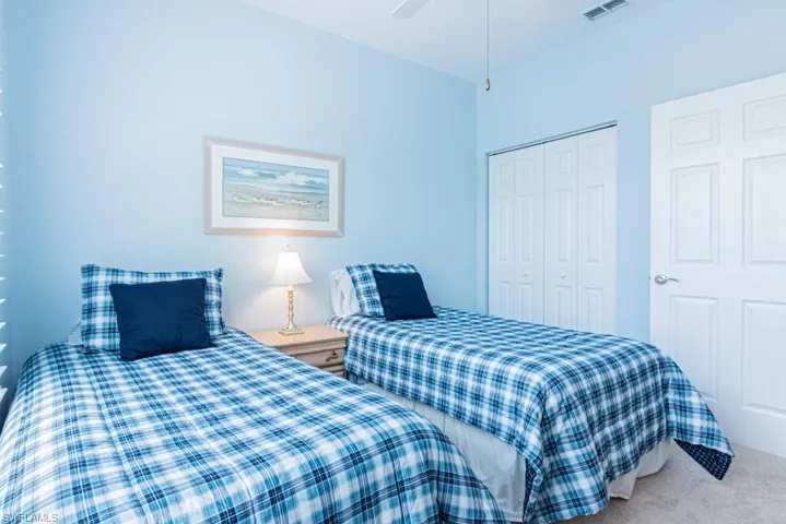 Guest Room with large closet, ceiling fans & views