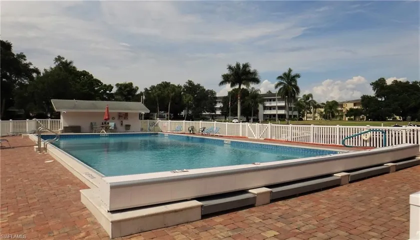 View of pool with large deck area
