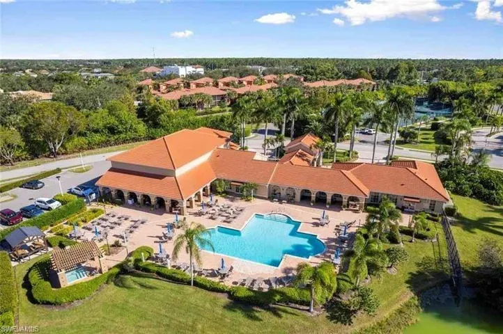 Bird's eye view of a pool area
