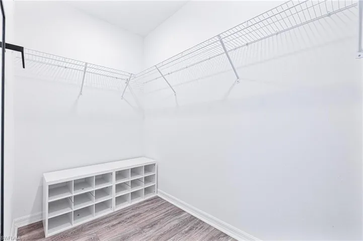 Spacious closet with hardwood / wood-style flooring