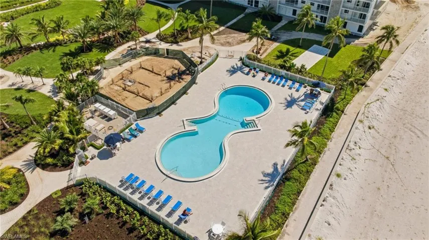 Aerial view of a pool