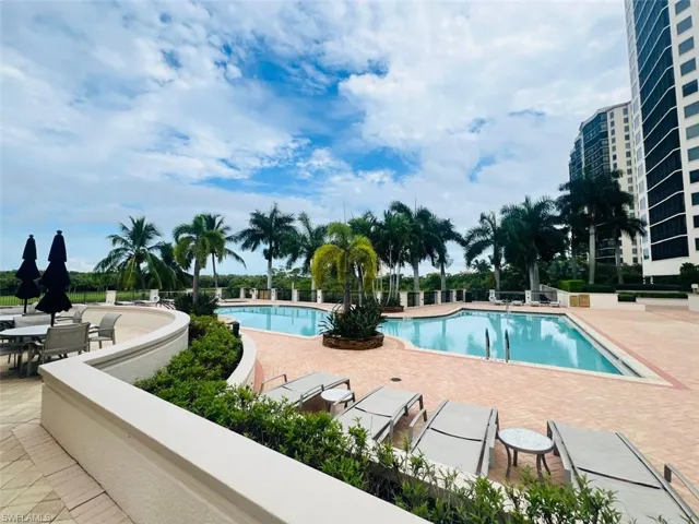 View of swimming pool with a patio