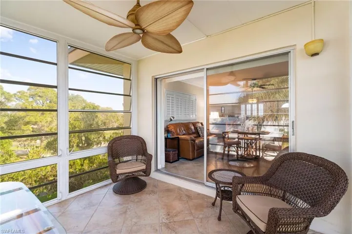 Sunroom / Lanai with ceiling fan and a wealth of natural light