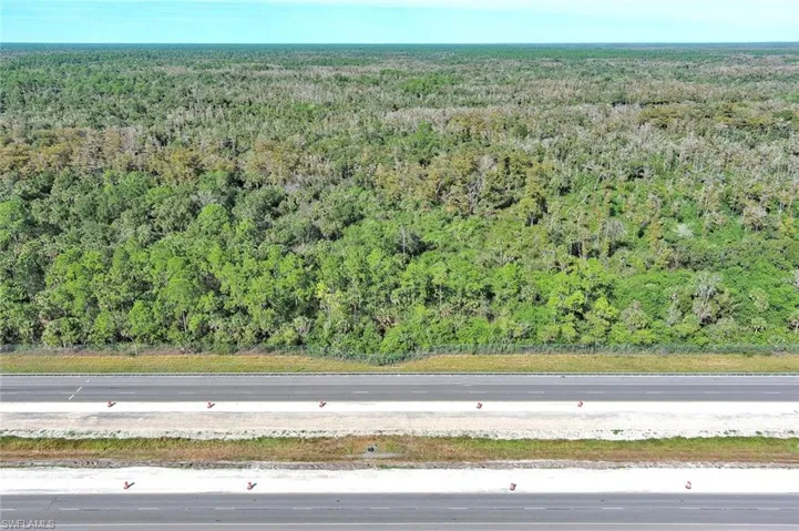 Aerial view of a heavily wooded area