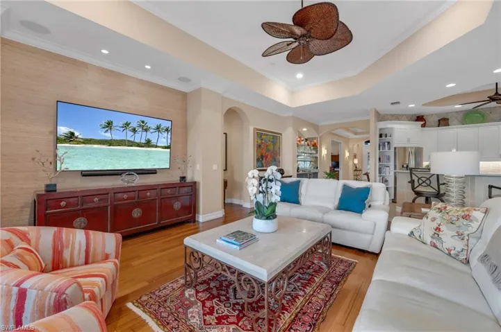 Rich, warm wood flooring was added to the family room.
