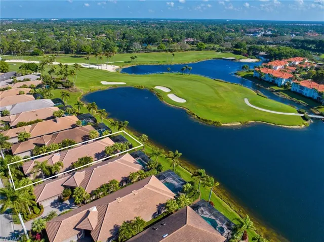 Overlooks the lake and 8th of the Palm Course.